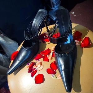 COPY - Gianmarco Lorenzi mule heels 38 or 7 1/2 u.s. with leather strap